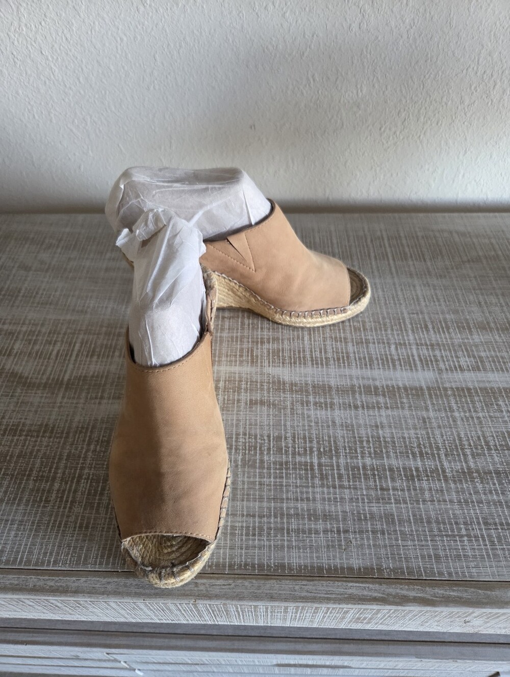 BCBG Women's Tan Espadrille Wedge Mules